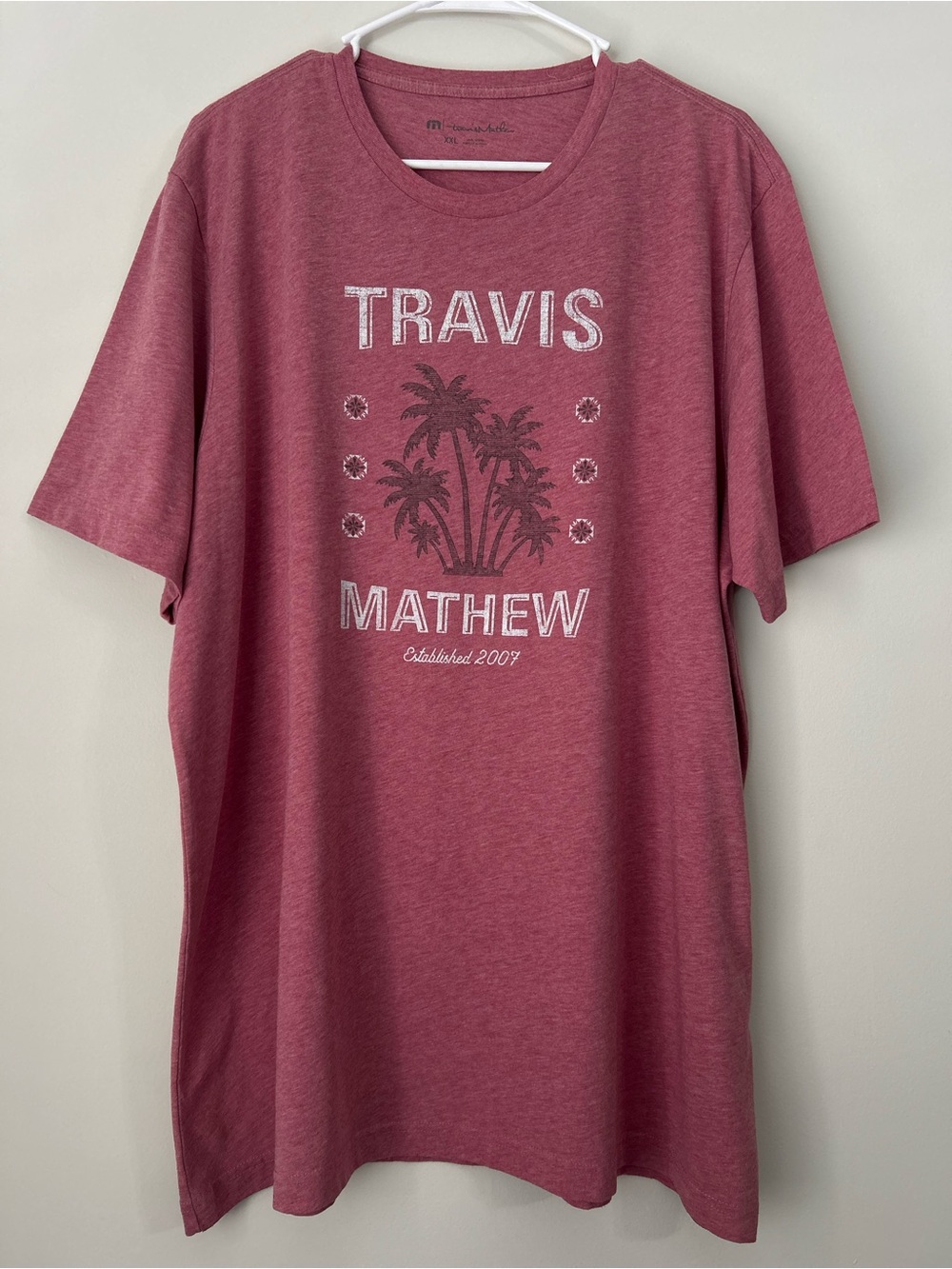Travis Mathew T-Shirt Mens 2XL Short Sleeve Crew Neck Palm Trees Graphic Print